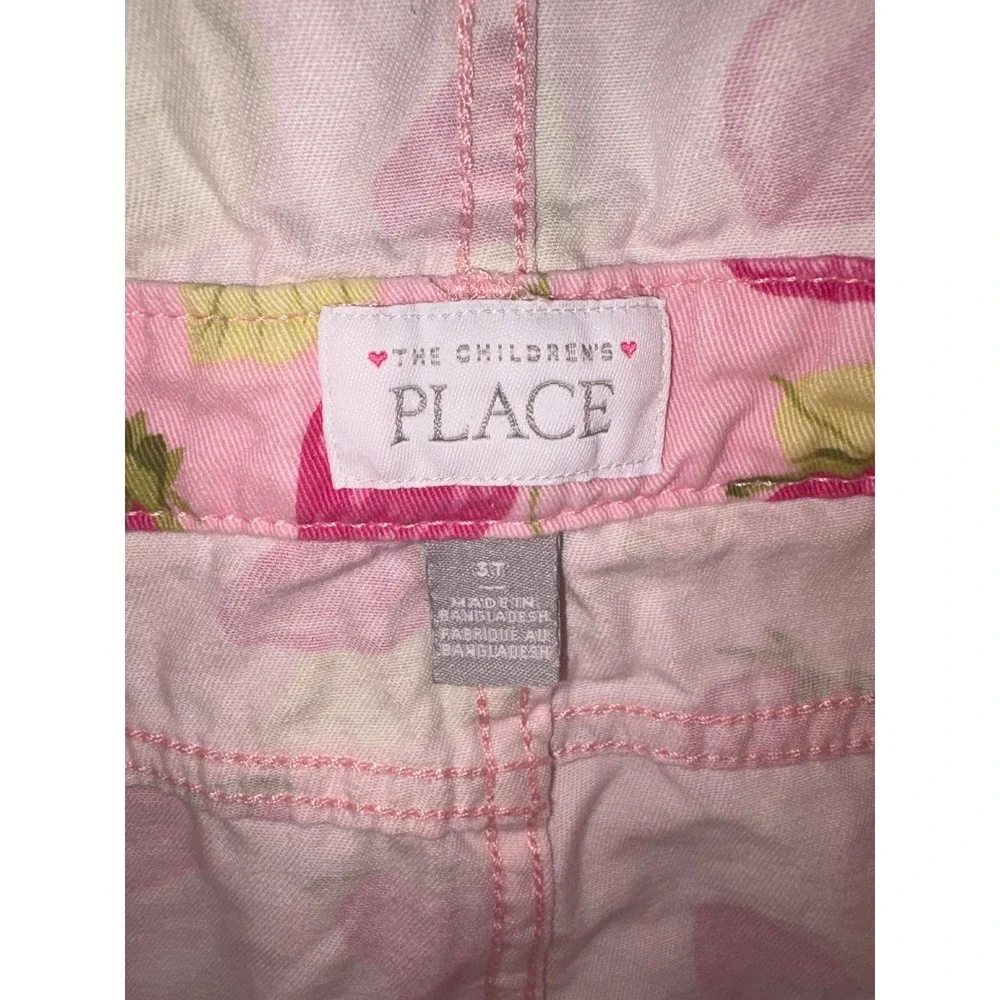 The Children's Place Girls 3T Pink Strawberry Print Short Overalls